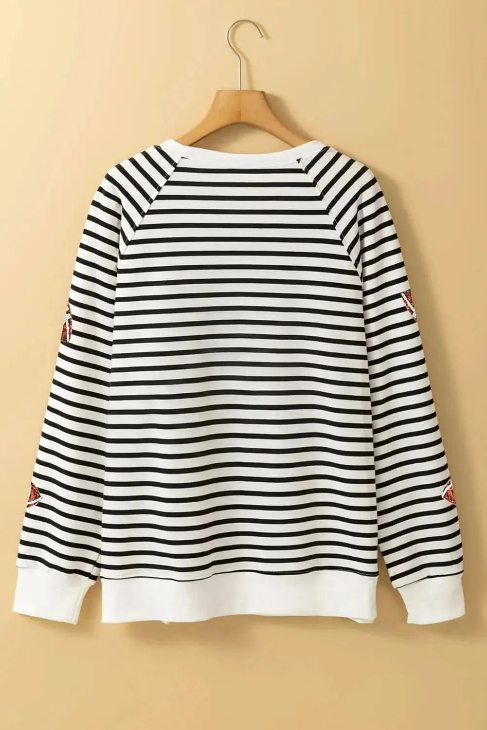 Sequin Football Striped Long Sleeve Sweatshirt - Love Salve